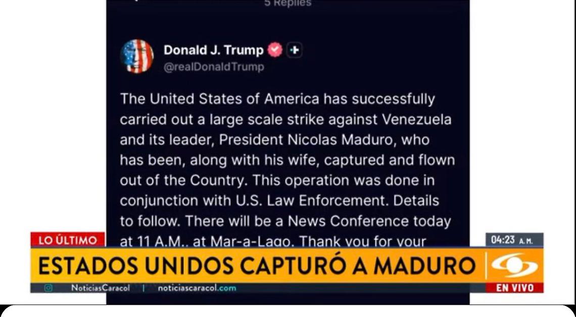 Trump annuncia: &ldquo;Catturato Maduro&rdquo;. Gli Stati Uniti rivendicano l&rsquo;operazione in Venezuela