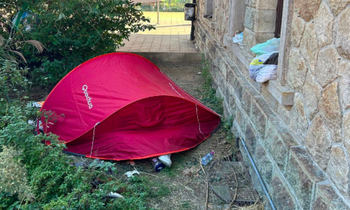 La tenda nella quale dormiva Lorenzo