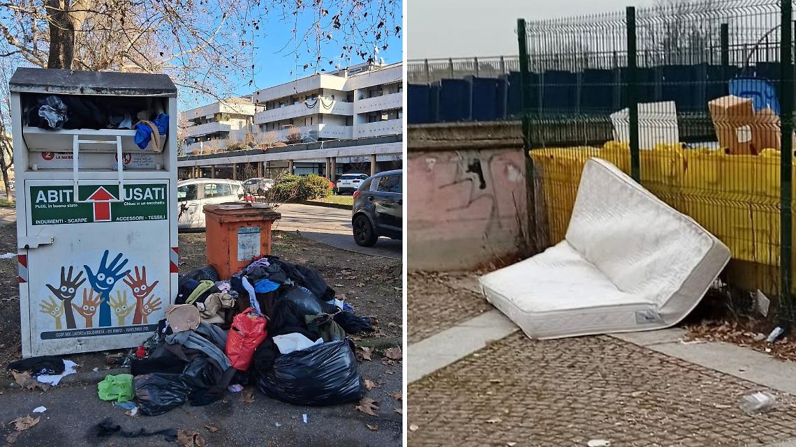 Abiti abbandonati, rifiuti per terra e un materasso in centro: San Mauro Torinese sprofonda nell'incivilt&agrave;