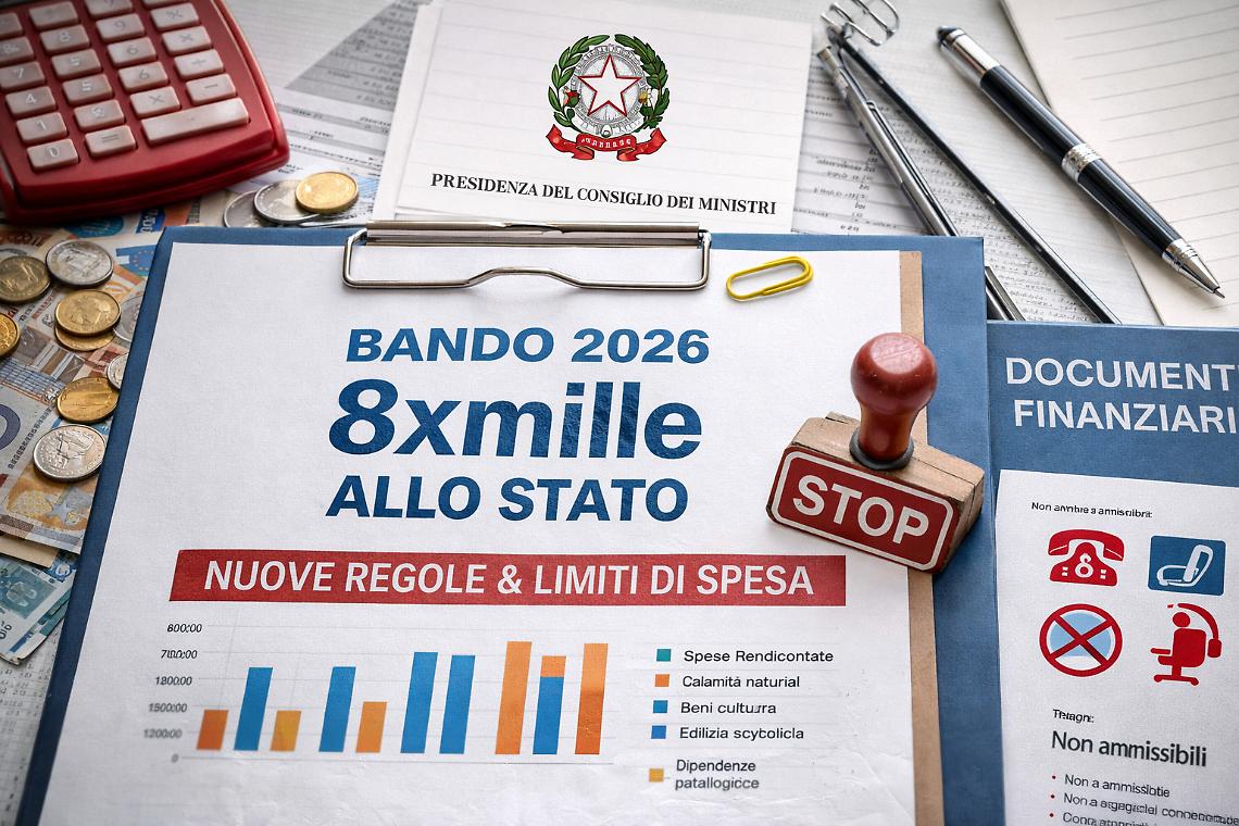 Bando per l'8xmille al via, stretta sugli importi rendicontabili