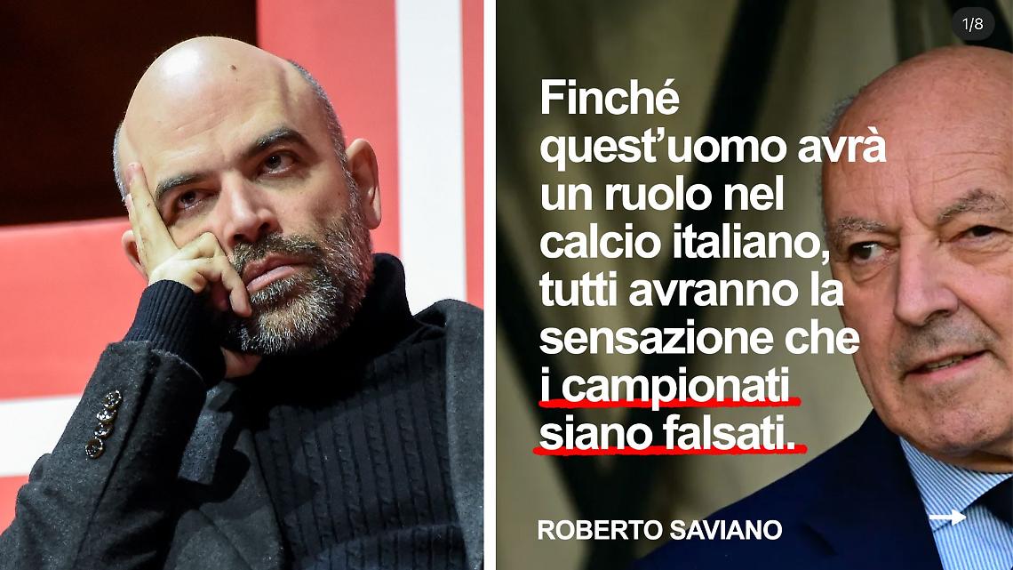Caso Bastoni, Saviano attacca Marotta: "Con lui campionati falsati, Chiellini si arrabbia perch&eacute;..."