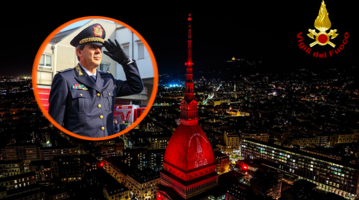 La Mole si tinge di rosso per gli 87 anni dei Vigili del Fuoco