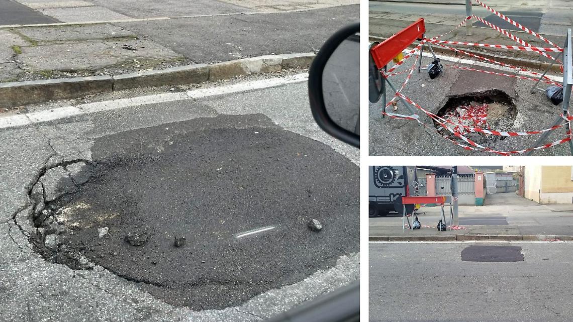 Strada San Mauro, la voragine si riapre tre giorni dopo il ripristino: cittadini furiosi