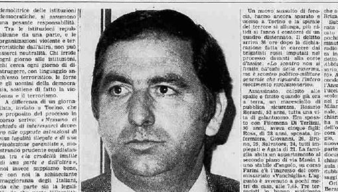 Torino, 10 marzo 1978: le Brigate Rosse uccidono il maresciallo Rosario Berardi