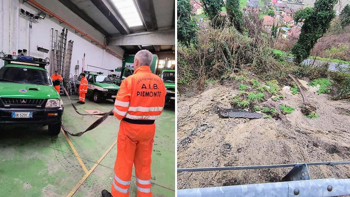 Frane a San Raffaele Cimena e Rivalba. La pioggia non perdona nella collina torinese