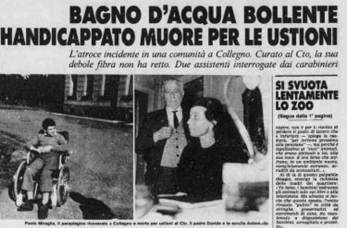Disabile e senza voce, mor&igrave; dopo un bagno nell&rsquo;acqua bollente in una comunit&agrave; di Collegno