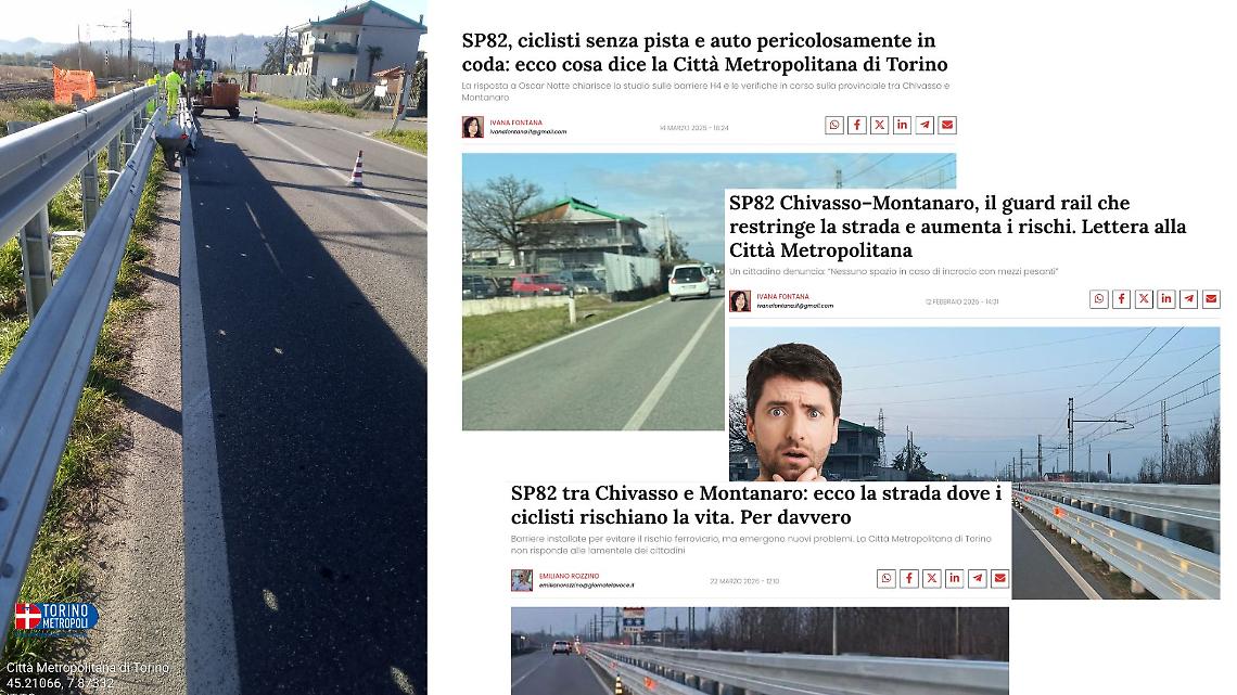 SP82 tra Chivasso e Montanaro troppo stretta dopo i lavori, ora si cambia: Citt&agrave; Metropolitana fa dietrofront e sposta le barriere