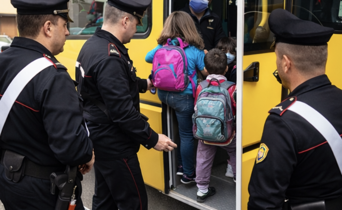 Scuolabus pieno di bambini