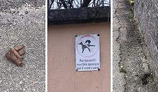 Le cacche dei cani in via Mazzini a Brusasco