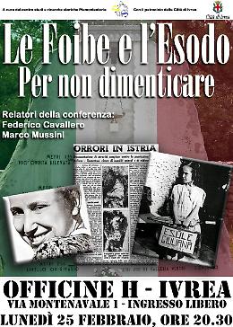 IVREA. Conferenza sulle Foibe e l'Esodo