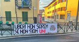 SETTIMO. Uno striscione di CasaPound sull'Unità d’Italia