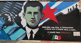 MONTANARO. Giuseppe Prono col rossetto... Racco ripristina il murales deturpato