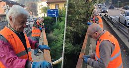 CASTIGLIONE TORINESE. Gli alpini puliscono la ringhiera di via Torino