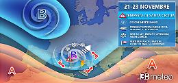 In arrivo la tempesta di Santa Cecilia, nubifragi, burrasche di vento e tanta neve in montagna