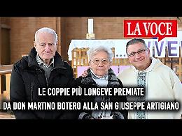 Le coppie più longeve premiate da don Martino Botero alla San Giuseppe Artigiano