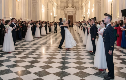 Un ramoscello d'ulivo tra le mani delle debuttanti al Gran Ballo