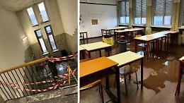 Piove dentro la scuola: secchielli tra i banchi delle aule e dei laboratori