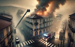 Incendio a Torino: fiamme e panico nel quartiere Falchera, Vigili del Fuoco in azione con l'autoscala