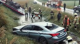 Incidente in Canavese: auto finisce fuori strada sulla SP21