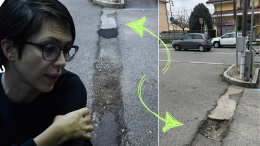 Settimo Torinese, la buca che non muore mai: altro rattoppo, altro giro di scuse