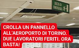 Aeroporto di Caselle: crolla un controsoffitto, feriti due addetti alla sicurezza