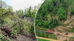 SP 590 chiusa anche mercoledì 23 aprile: la frana spezza la collina chivassese (VIDEO)