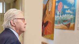 Sgarbi incantato dai colori di Anna Actis: il Canavese artistico si mette in mostra