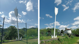 Una freccia gigante piantata nel terreno per ricordare il patrono San Sebastiano