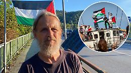 Sul ponte del Po a Chivasso la solidarietà alla Global Sumud Flotilla (reel)
