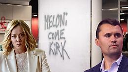 "Meloni come Kirk": la scritta a Porta Susa scatena la polemica. E la premier replica: "Un orgoglio essere accostata a lui"