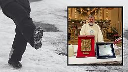 Paura a Forno Alpi Graie: don Sergio Messina scivola sul ghiaccio e si frattura il femore