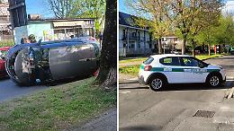 Auto si ribalta in corso Piemonte a Settimo Torinese: due feriti, tre mezzi coinvolti