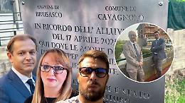 Alluvione, un anno dopo: i sindaci posano la targa sul ponte, la minoranza di Brusasco diserta. "Una passerella inutile"