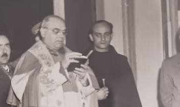 Padre Giangiuseppe poi don Fiorino Prevosto con monsignor Tinivella