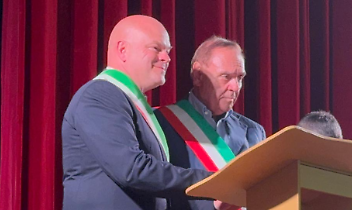 Il sindaco di Levone Max Gagnor con il sindaco di Benevento, Clemente Mastella