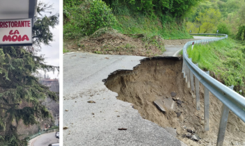 La frana e il ristorante "La Moia" 