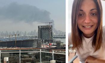 Elisa Marchese e lo skyline di Dubai sotto le bombe