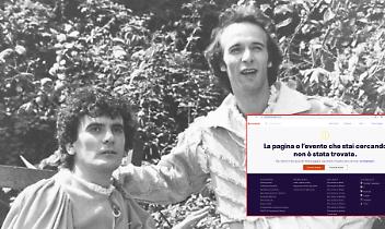 Una scena del film "Non ci resta che piangere" e la pagina del sito non raggiungibile