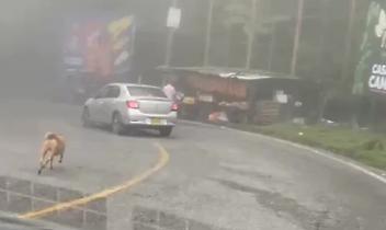 Corre dietro all&rsquo;auto che lo abbandona