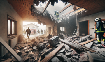 Esplosione una stufa e crolla il soffitto addosso ad un anziano