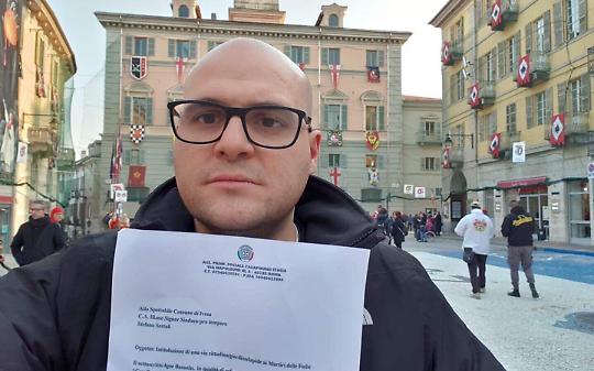 In foto, Igor Bosonin, ex candidato a sindaco di Ivrea per Casapound