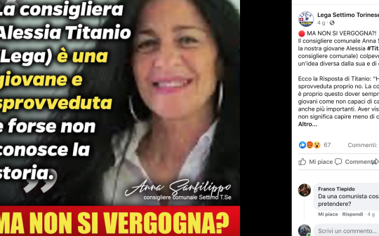 SETTIMO. Pioggia di insulti contro la Sanfilippo. “Tutti incitati da un post della Lega settimese”