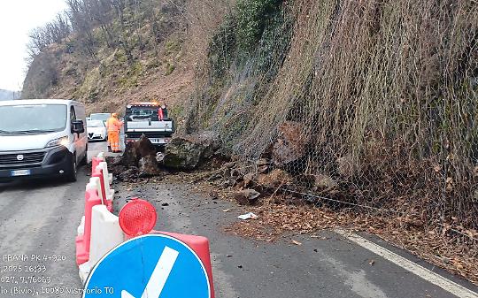 Vistrorio, smottamento sulla SP 61: strada chiusa e traffico deviato