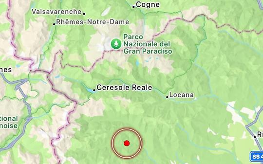 L'epicentro della scossa