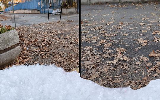 Canavese sommerso dalle foglie alla vigilia della nevicata