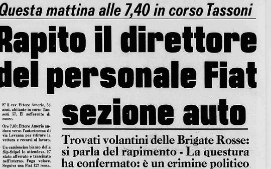 10 dicembre 1973. Il rapimento dell'ingegner Ettore Amerio.