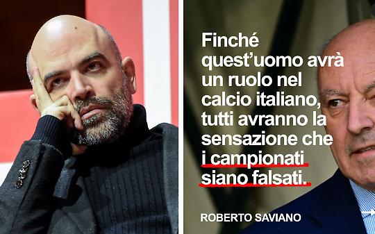 Caso Bastoni, Saviano attacca Marotta: "Con lui campionati falsati, Chiellini si arrabbia perch&eacute;..."