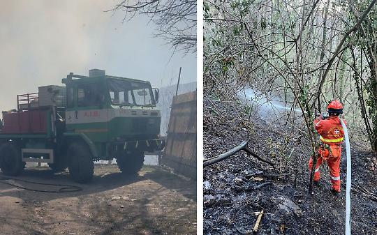 Incendio nei boschi di Traversella, vigilia di Pasqua tra fiamme ed elicotteri