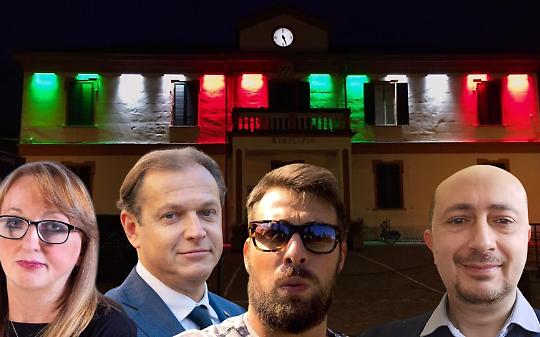 Amministratori di Brusasco. Sullo sfondo il Comune di Cavagnolo