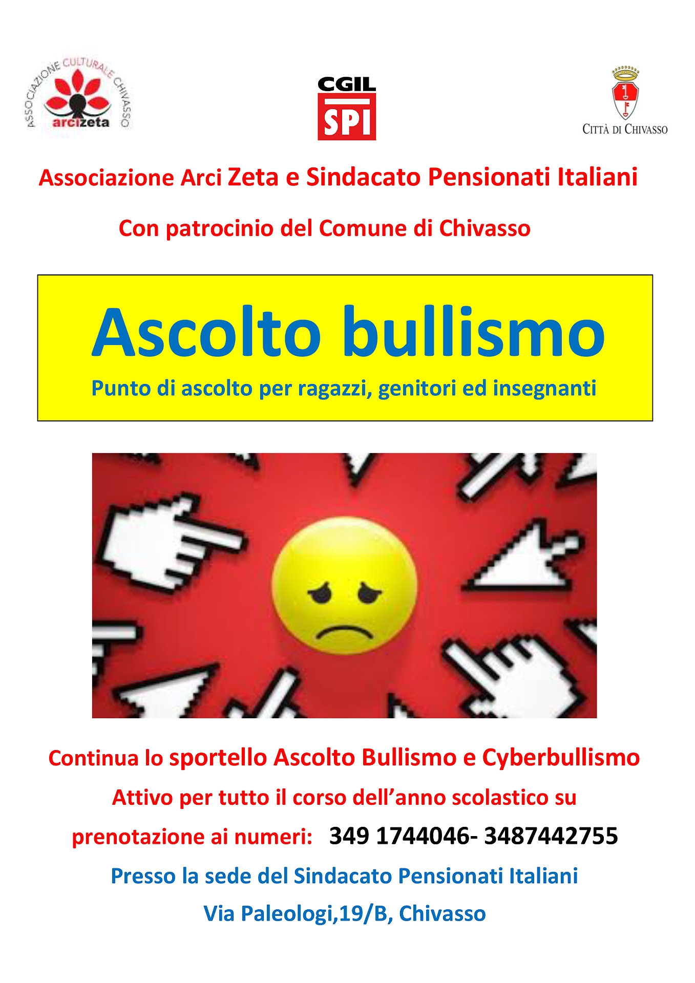 Locandina sportello anti bullismo